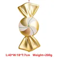 40cm Gold candy shaped Christmas ornament with white green spiral pattern and red string - Gold Flat Windmill