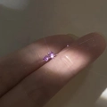 Minimalist S999 sterling silver stud earrings with small round purple cubic zirconia - Rose Red