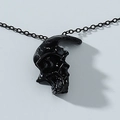 Gothic black half-face skull pendant necklace for men with high-quality metal finish - Swim Black