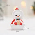Figurine bonhomme de neige de Noël avec châle rouge tenant un petit bonhomme pain d'épices - Ornement de bonhomme de neige