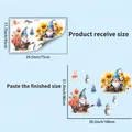 Detailed size chart for Christmas wall stickers with Santa, snowman and sunflower motifs - PH_QTX22 Christmas