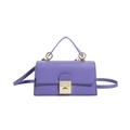 Bolso bandolera retro morado de cuero mate con elegante cierre de metal dorado - Morado
