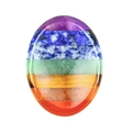 Pierre de souci ovale sept chakras faite de cristaux naturels stratifiés aux couleurs de l'arc-en-ciel - Arc-en-ciel / 45*35*8mm
