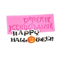 Pink silicone Halloween mold with Happy Halloween lettering and pumpkin design - 2# HAPPY HALLOWEEN Letters / Pink