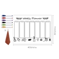 Detailed view of magnetic weekly planner board with markers and dimensions 12x16 inch - 6 Pens + Suction Cup + Towel (Set)