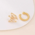 Set di orecchini a fiocco e torchon placcati in oro 18 carati con zirconi bianchi - Set Fiocco con Zirconi Bianchi / Stile Fiocco