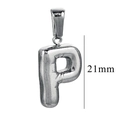 Polished silver stainless steel letter P bubble pendant charm, 21mm height DIY jewelry - Letter P / Steel