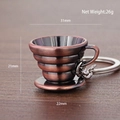 Mini bronze V60 coffee dripper metal keychain 31mm x 21mm accessory weighing 26g - V60 Filter Cup