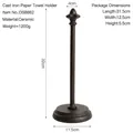 Vintage vertical cast iron paper towel holder, 32cm tall with rustic finial top - Bud Shape Holder