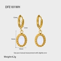 Detail view of 18K gold earrings with resin inlay dimensions and weight measurement - White (DFE181WH)