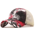 Graffiti print baseball hat with mesh back and ponytail cross opening for women - Adjustable / Black Red Letter Graffiti Style (05)