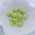 Vista macro di perline di ceramica a forma di stella verde chiaro per gioielli fai-da-te - Verde giallastro