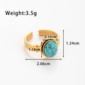 Adjustable gold plated crown ring featuring a turquoise stone inlay in retro style - TR003-Round Stone