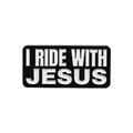 Rectangular black enamel pin with white I RIDE WITH JESUS lettering for clothing - I Ride With Jesus Black White Bar (QHXZ3098)