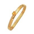 Detail of gold-plated Tubogas heart bracelet with sparkling yellow zircon stone - Bracelet-Yellow