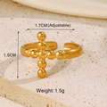 Detail of adjustable gold cross open ring showing 1.7cm diameter on stone base - Classic Cross Style / Gold Cross Ring