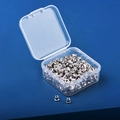 Macro view of silver butterfly earring backs and clear plastic storage box for jewelry DIY - Silver Bullet Backs Approx. 200pcs + Box
