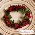 Mini Christmas candle ring with 7cm inner diameter featuring red berries and green leaves - Dublin Wreath-Style D (ID 7cm)