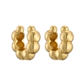 Golden polished bubble-textured C-shaped earrings with round metallic beads design - Style C-Bubble Bead Texture / Gold