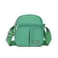 Green nylon crossbody bag with adjustable wide strap and front zipper pocket detail - 16*7*19cm / Pine Green
