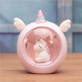 Cute pink unicorn night light with warm LED string lights and glittery wings for desk decor - Night Light / Pink Unicorn