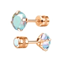 Pendientes de circonita en oro rosa con piedras iridiscentes y cierres de rosca texturizados - Estilo de Tamaños Surtidos / Dorado Circonita AB