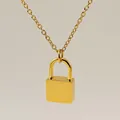 Gold padlock necklace with gothic letter Y pendant and delicate O-link chain - Letter Y Style