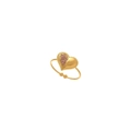 Golden heart ring with pink pavé stones and adjustable open band for women - Half Pave Pink Zirconia Heart / Gold Pink Zirconia