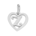 Silver stainless steel hollow heart pendant featuring decorative alphabet Z charm for DIY - Letter-Z / Silver