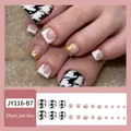 Press-on toenails JY116-B7 with houndstooth and gold foil patterns, set of 24 pieces - JY116-B7 Black & White Houndstooth