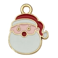Christmas Santa Claus enamel charm in gold metal finish for DIY jewelry and bracelets - Santa Claus Head 19x15mm