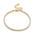 Bracelet tennis élégant plaqué or 18K avec pierres zircon et fermoir mousqueton - Bracelet Doré (KB154272-Z)