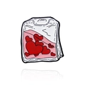 Creative enamel pin shaped like a supplement bag with red hearts and black outline - Heart Sealed Pouch