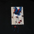 Orecchini bohémien a nappa blu con dischi rossi e design vintage a pendente lungo - Orecchini a nappa lunga in corda intrecciata blu e disco rosso (3# ago d'argento)