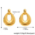 Detailed size and weight specs for teardrop shaped gold-plated stainless steel earrings - Gold Hollow Teardrop Style (F1134)