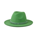 Detail of green fedora hat with matching green plastic chain band on smooth wool felt - One Size (54-60cm) / Green (12)