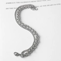 Double-layer stainless steel bracelet featuring wheat and box chain in silver finish - Chain Length 18cm