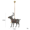 Nordic metal reindeer Christmas ornament with golden bell and hemp rope, 8.5cm height - Reindeer with Bell