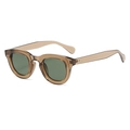 Retro cat-eye sunglasses with transparent tea frame and green lenses for street style - Army Green Frame Dark Green Lens