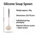 Gray and white food-grade silicone soup spoon with 28.5x8.3cm dimensions and 90g weight - Large (Thin) / Cream Grey