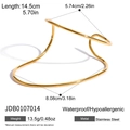 Irregular multilayer golden stainless steel open cuff bracelet with hollowed lines - Streamlined Metal Wire 3D Style (JDB0107014)