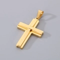 Minimalist double-layered 3D cross pendant necklace in a polished golden finish - Style B (Without Chain) / Gold