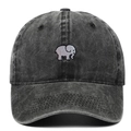 Berretto da baseball in cotone grigio scuro lavato con ricamo elefante sulla parte frontale - Regolabile / Nero