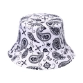 Cappello da pescatore classico con stampa paisley bianca e nera per uomo e donna - Bianco