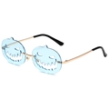 Halloween pumpkin-shaped sunglasses with light blue lenses and golden metal frame - Gold Frame Light Blue Lens