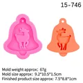 Pink bell-shaped silicone mold with reindeer pattern for Christmas hanging tags - Style 1-Reindeer Bell / Pink