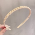 Morandi beige matte chain link headband with non-slip teeth for women and girls - 33# Chain-Cream White