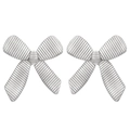 Minimalist silver bow-knot stud earrings in polished stainless steel with ribbed texture - Ribbed Bowknot (3730)