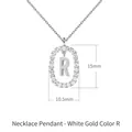Letter R necklace pendant with white gold finish and colorful cubic zirconia inlay - White Gold R