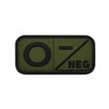 Taktischer PVC-Blutgruppen-Patch O-Negativ in Olivgrün und Schwarz mit Klettverschluss - O- / Armeegrün